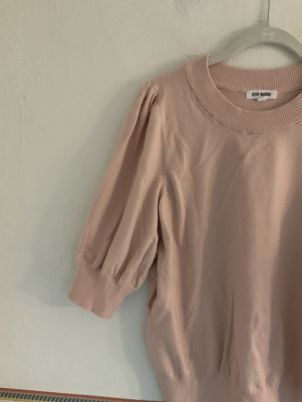 Steve Madden Puff Sleeve Knit Top, Size 2X, Blush Pink - Picture 3 of 8